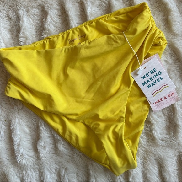 Dippin' Daisy's Other - Dippin’ Daisies High Waist Scrunch Side Sunshine Yellow Bikini Bottoms Sz XS
